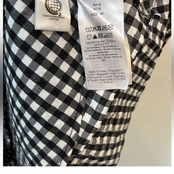 Ganni Seersucker Peplum Top 40 Us 8-10 Black White Plaid Tank Blouse Gingham - Picture 6 of 15
